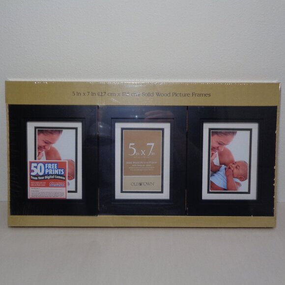 SOLID WOOD PICTURE FRAMES by Old Town / New / 3 Pack / Black / 5 x 7 Inches - Picture 1 of 15